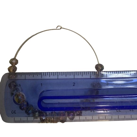 Gold Coin Charm Beaded Bracelet Iridescent Crystal Stretch Boho Chic Jewelry Gi - Picture 5 of 5